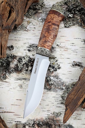 Нож Варан Кованая сталь S390, Карельская берёза