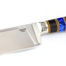 Нож узбекский-2 сталь S390 рукоять мельхиор, черный граб, акрил синий 