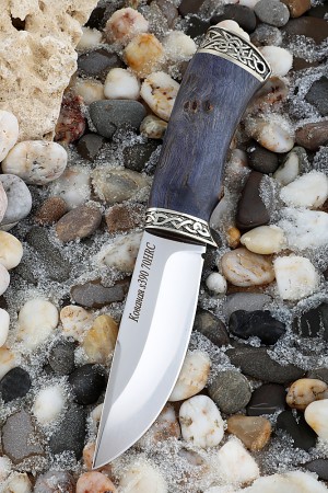 Нож Гепард Кованая сталь S390, Карельская берёза(фиолетовая)