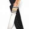 Нож №11, сталь клинка ZDP-189, рукоять стабилизированная карельская береза, мозаичные пины, зуб мамонта 