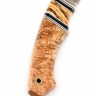 Нож №11, сталь клинка ZDP-189, рукоять стабилизированная карельская береза, мозаичные пины, зуб мамонта 