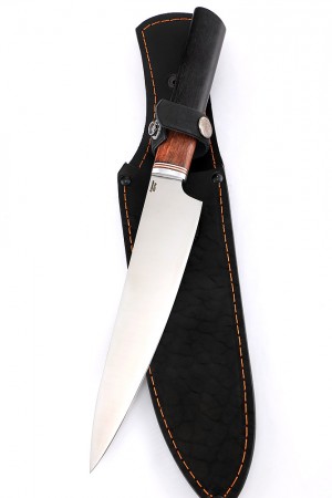 Нож Шеф-повар средний кованая сталь 95х18 рукоять бубинга и черный граб