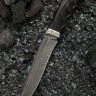 Нож Златояр (дамасская сталь, чёрный граб - мельхиор) резная рукоять 