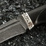 Нож Златояр (дамасская сталь, чёрный граб - мельхиор) резная рукоять 
