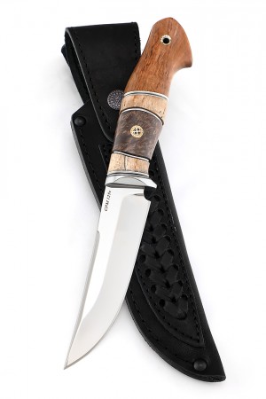 Нож № 18, сталь клинка CPM125V, рукоять стабилизированная карельская береза, мозаичные пины
