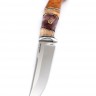 Нож №18, сталь клинка M390, рукоять стабилизированная карельская береза, мозаичные пины 