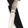 Нож №19, сталь клинка S390, рукоять стабилизированная карельская береза, зуб мамонта, мозаичные пины 