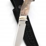 Нож №20, сталь клинка ZDP-189, рукоять стабилизированная карельская береза, зуб мамонта, мозаичные пины 