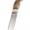 Нож №20, сталь клинка ZDP-189, рукоять стабилизированная карельская береза, зуб мамонта, мозаичные пины 