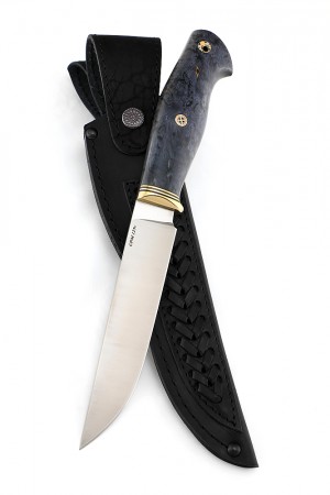 Нож №25, сталь клинка CPM125v, стабилизированная карельская береза, мозаичные пины