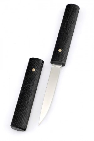 Нож "Сигара" кованая сталь Х12МФ черный граб резной деревянные ножны
