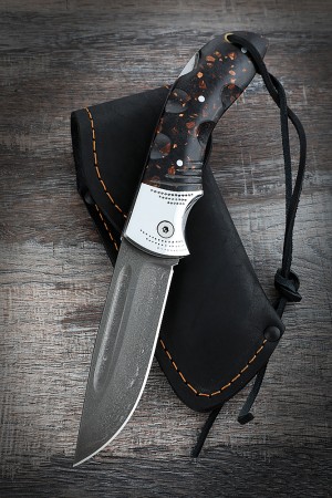 Нож складной Филин Кованая сталь Х12МФ, Коричневый акрил