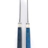 Комплект из 2 ножей "Танто" дамаск рукоять вставка акрил белый, карельская береза синяя, формованные ножны 