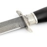 Нож разведчика НР-40 сталь дамаск, мельхиор, деревянные ножны черный граб 