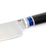 Кухонный нож Сантоку малый кованая сталь 95x18 рукоять вставка акрил синий, черный граб 