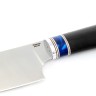 Кухонный нож Сантоку средний кованая сталь 95х18 рукоять вставка акрил синий, черный граб 