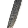 Нож Буран 9ХС ламинированная дамаск с никелем фигурные долы-камень, рукоять комбинированный кап клена, акрил 