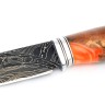 Нож Буран 9ХС ламинированная дамаск с никелем фигурные долы-камень, рукоять комбинированный кап клена, акрил 
