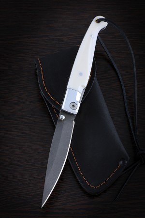 Нож складной Перо Кованая сталь Х12МФ, Белый акрил