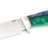 Нож Беркут сталь N690 рукоять мельхиор, кап клена синий + акрил зеленый 