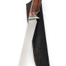 Нож Филейный большой сталь Elmax рукоять низельбер, вставка зуб мамонта красный, железное дерево 