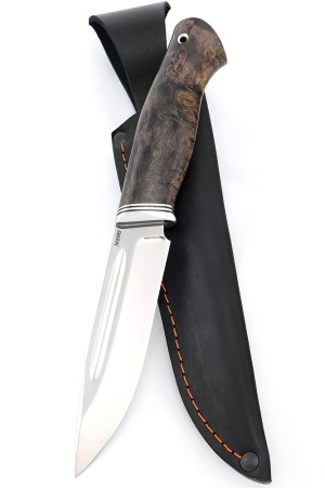 Нож Пеленгас сталь N690 рукоять стабилизированная карельская береза коричневая