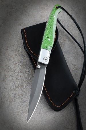 Нож складной Перо Кованая сталь Х12МФ, Зеленый акрил