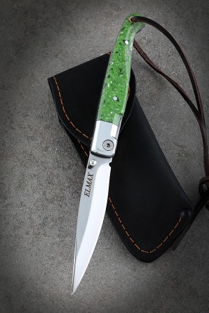 Нож складной Перо Порошковая сталь Elmax, Зеленый акрил