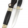 Нож финка НКВД (сталь х12МФ, рукоять наборная чёрный граб - литьё) деревянные ножны 