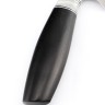 Кухонный нож Сантоку средний (широкий) кованая сталь Х12МФ рукоять вставка акрил белый, черный граб 