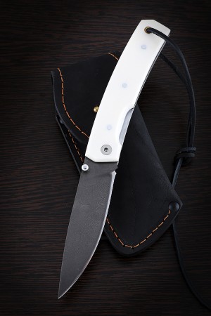 Нож складной Походный Кованая сталь х12МФ, Белый Акрил