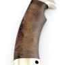 Нож Шкурник сталь М390 рукоять мельхиор карельская береза коричневая 