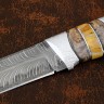 Нож Легион дамаск торцевой карельская береза кость мамонта с дюралью 