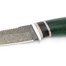 Нож Белуга сталь дамаск рукоять вставка черный граб, карельская береза зеленая 