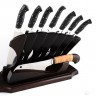 Подставка из венге с набором из 7 ножей и тяпки (95х18, черный акрил) "Галина" 
