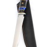 Нож Филейный средний сталь К340 рукоять наборная, вставка акрил синий, черный граб 
