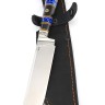 Нож узбекский-2 сталь К340 рукоять наборная, мельхиор, вставка акрил синий, черный граб 