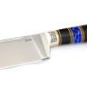 Нож узбекский-2 сталь К340 рукоять наборная, мельхиор, вставка акрил синий, черный граб 