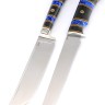 Набор из 2-х ножей К340 рукоять наборная, акрил синий, черный граб 