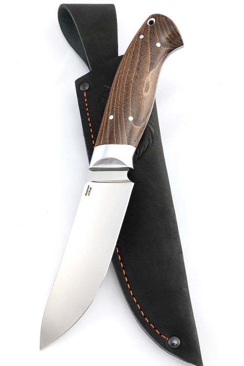 Нож Скиннер сталь кованая х12мф цельнометаллический, рукоять ясень стабилизированный 