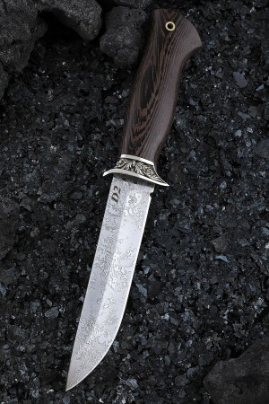 Нож Пехотинец Кованая сталь D2, Мельхиор, венге