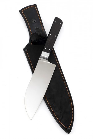 Кухонный нож Сантоку малый кованая сталь х12мф рукоять черный граб