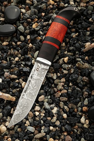 Нож Волна Кованая сталь D2, Комбинированная Чёрный Граб и Падук